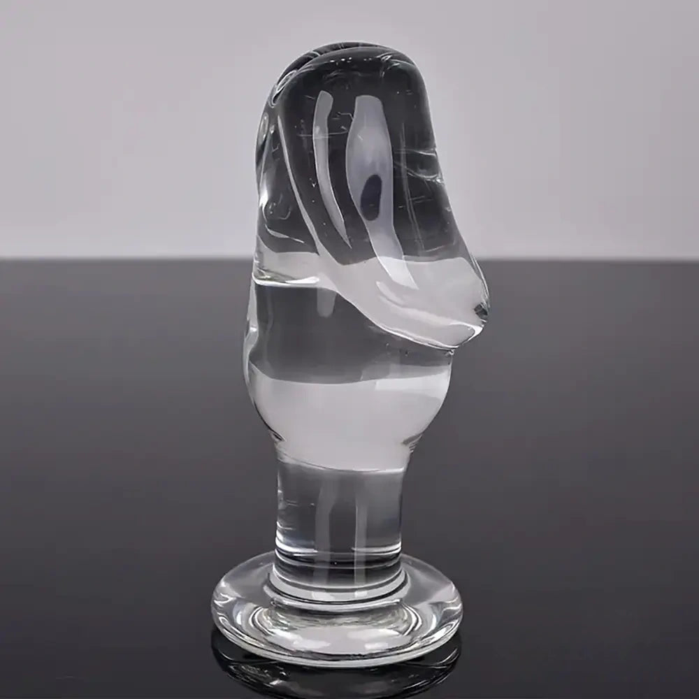 4.53in Clear Elegant Glass Crystal Dildo For Female Male With Base