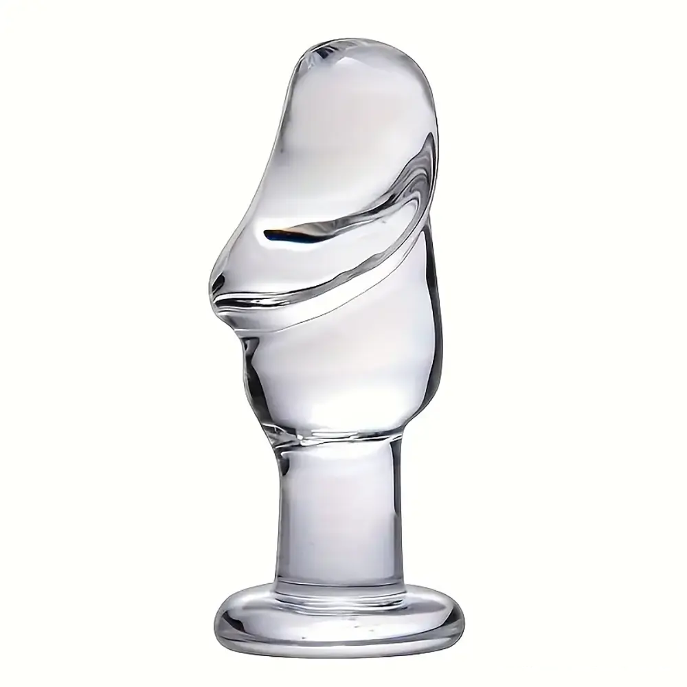 4.53in Clear Elegant Glass Crystal Dildo For Female Male With Base