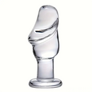 4.53in Clear Elegant Glass Crystal Dildo For Female Male With Base