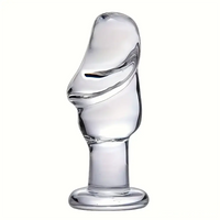 4.53in Clear Elegant Glass Crystal Dildo For Female Male With Base
