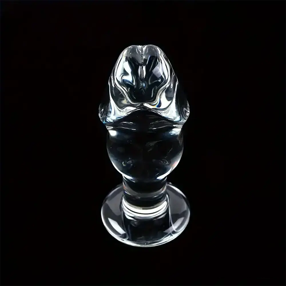 4.53in Clear Elegant Glass Crystal Dildo For Female Male With Base