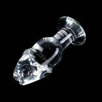 4.53in Clear Elegant Glass Crystal Dildo For Female Male With Base