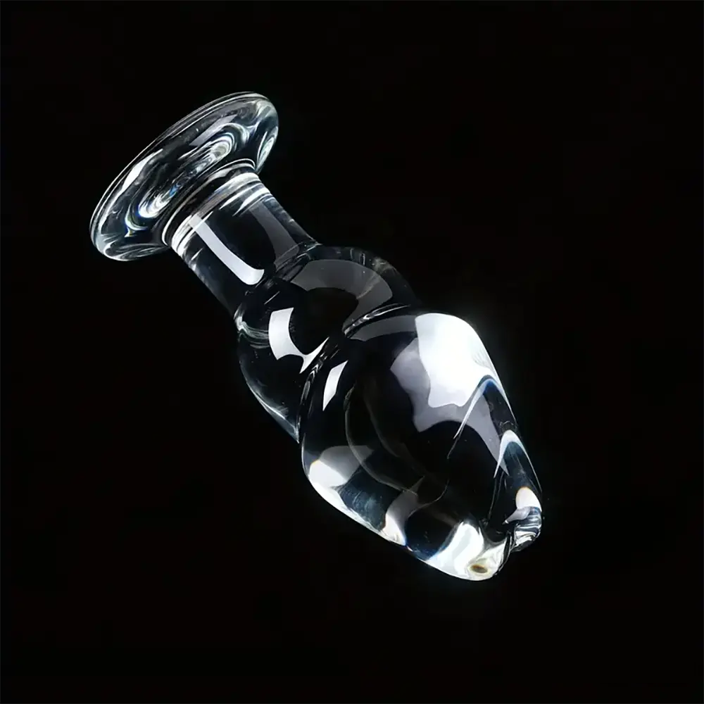 4.53in Clear Elegant Glass Crystal Dildo For Female Male With Base