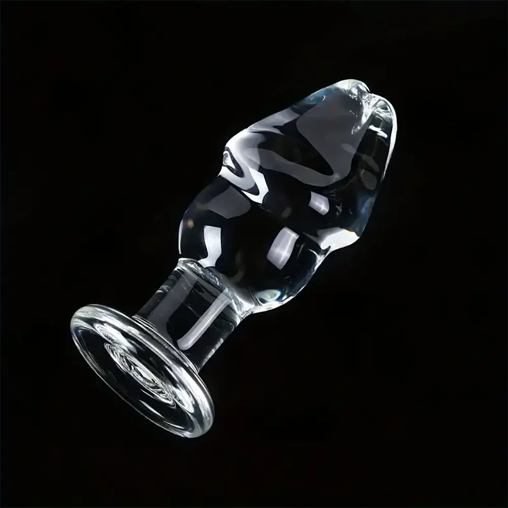4.53in Clear Elegant Glass Crystal Dildo For Female Male With Base