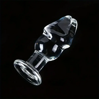 4.53in Clear Elegant Glass Crystal Dildo For Female Male With Base