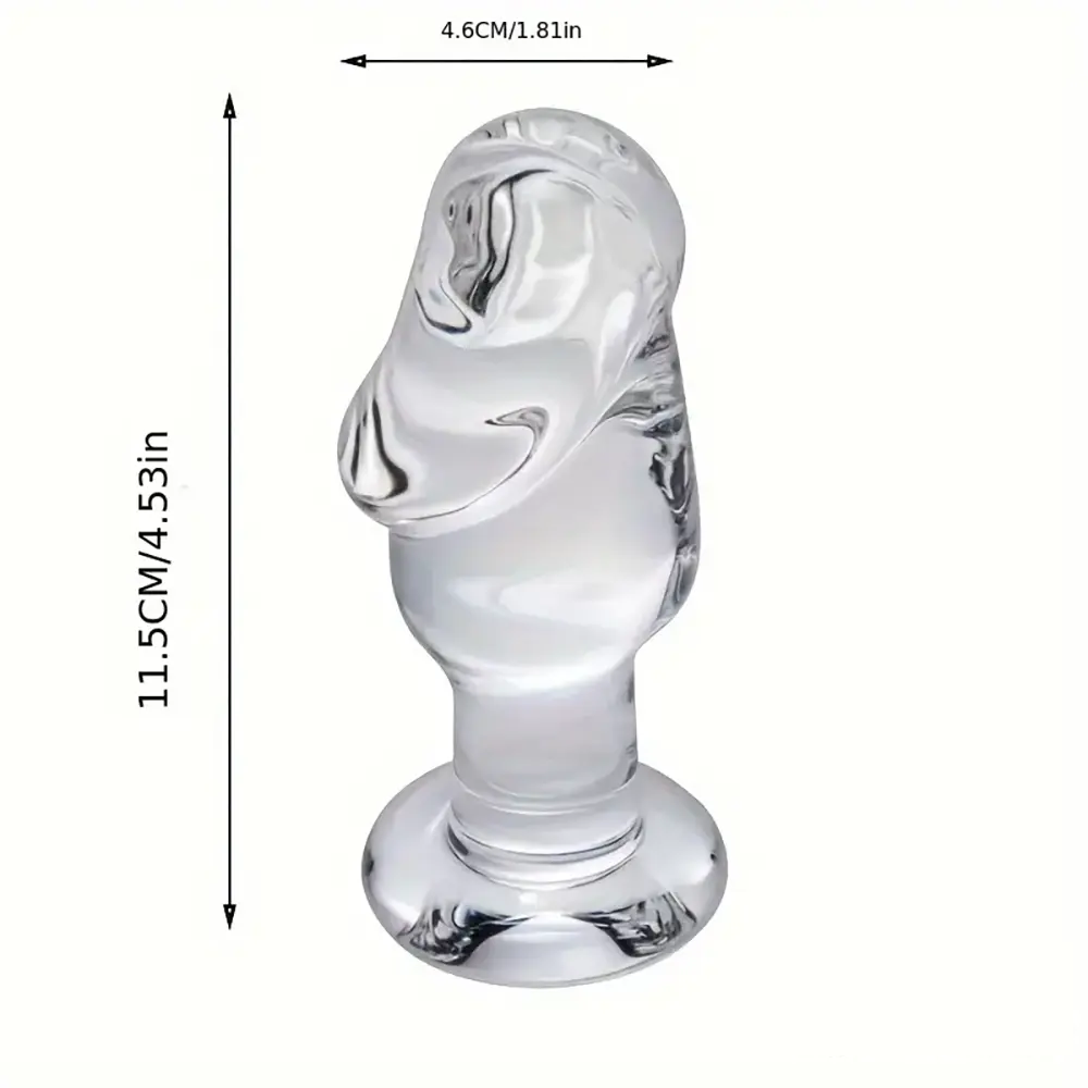 4.53in Clear Elegant Glass Crystal Dildo For Female Male With Base