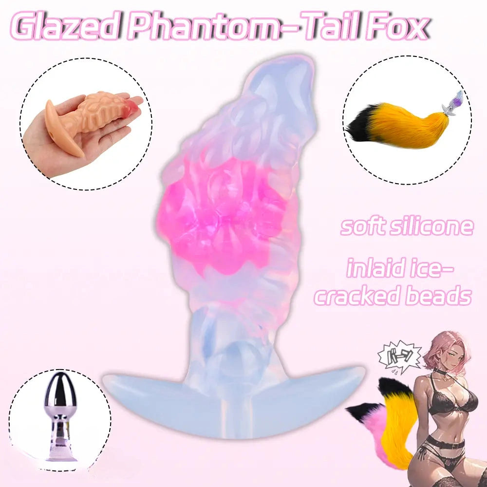 4.53in Fox Tail Wear Anchor Silicone Odd Dildo Butt Plug For BDSM Play