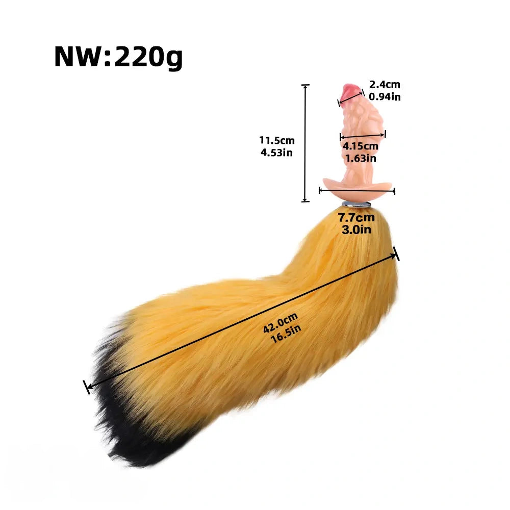 4.53in Fox Tail Wear Anchor Silicone Odd Dildo Butt Plug For BDSM Play
