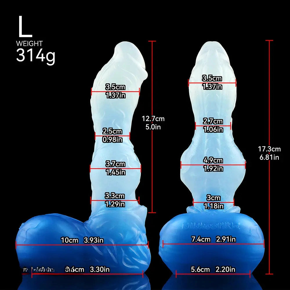 4.56in 5.9in 6.81in 8.07in Dog Knot Silicone Soft Fantasy Cock Dildo