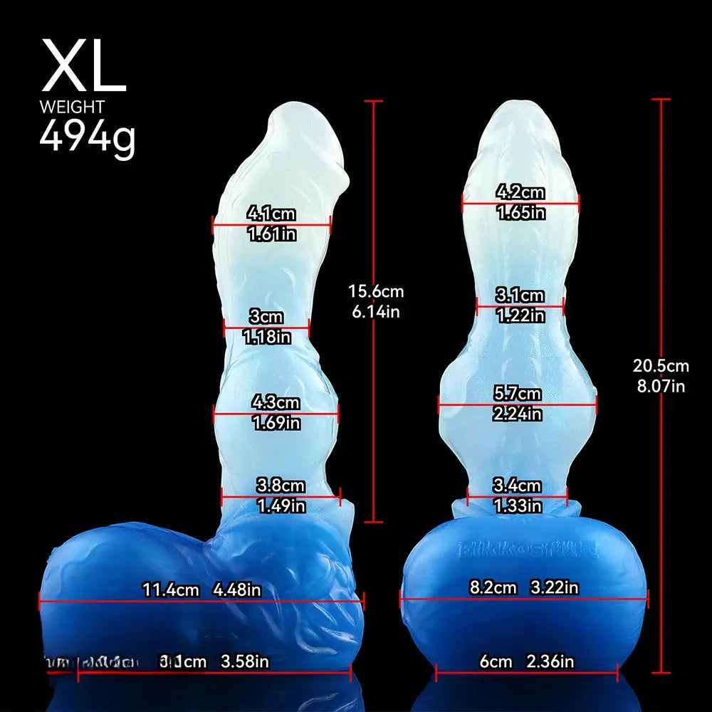 4.56in 5.9in 6.81in 8.07in Dog Knot Silicone Soft Fantasy Cock Dildo