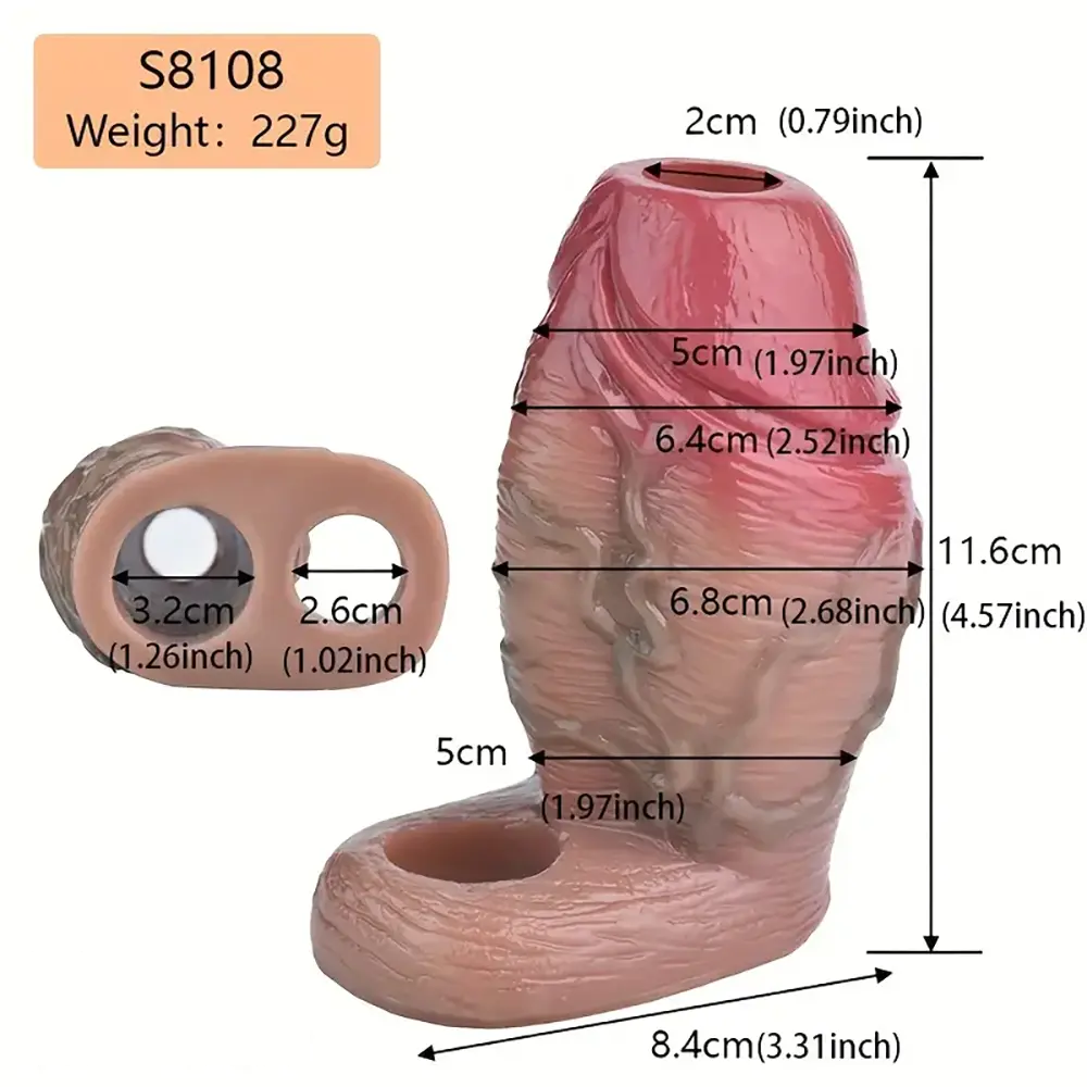 4.57in Thick Realistic Open-Ended Liquid Silicone Hollow Penis Sleeve