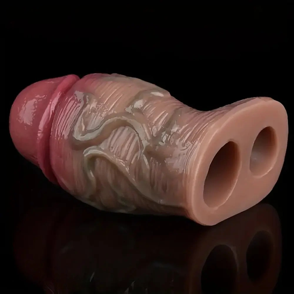 4.57in Thick Realistic Open-Ended Liquid Silicone Hollow Penis Sleeve