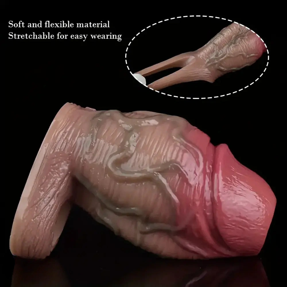 4.57in Thick Realistic Open-Ended Liquid Silicone Hollow Penis Sleeve