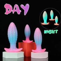 4.5in 5.67in 7.6in SML Silicone Soft Fluorescent Luminous Anal Plug Dildo