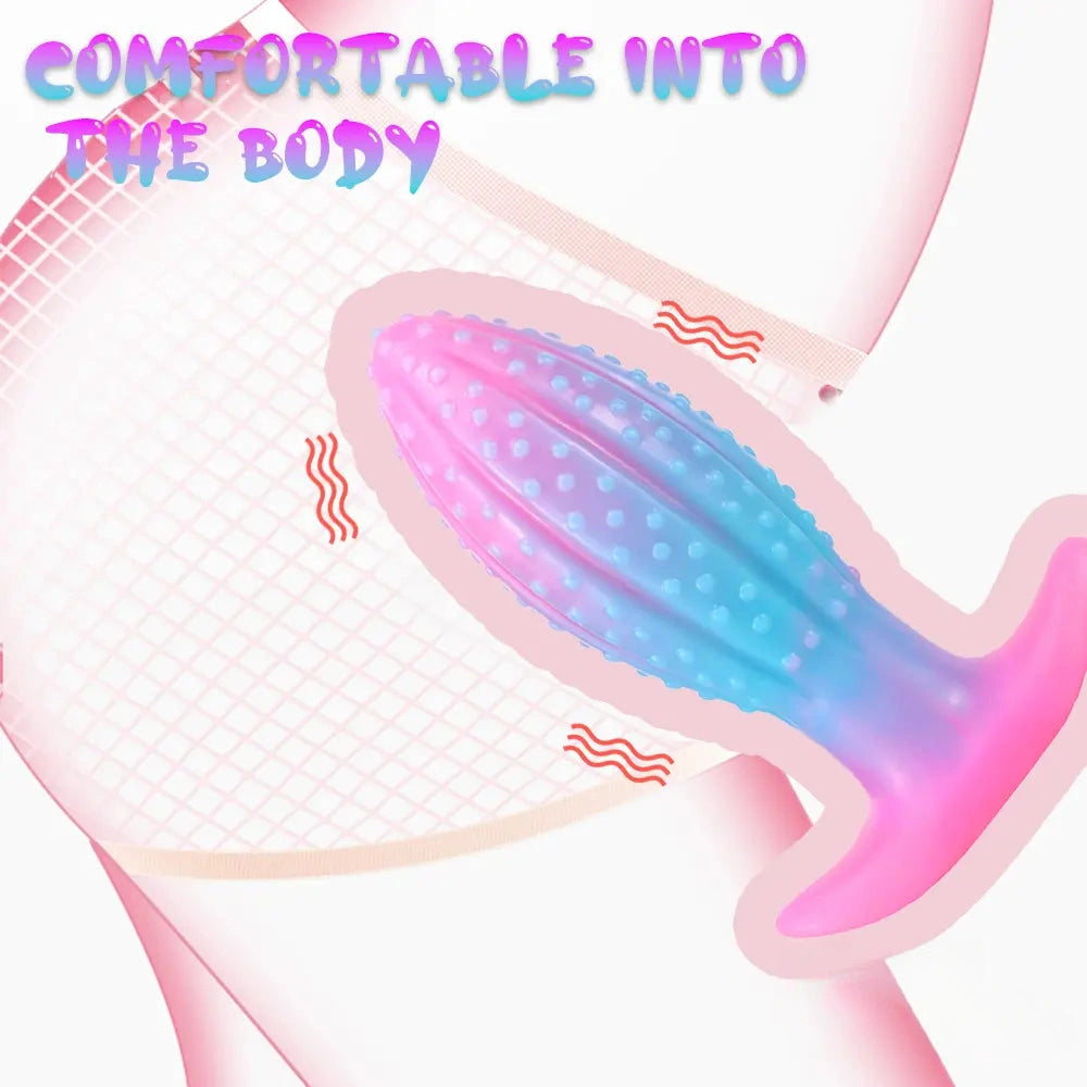 4.5in 5.67in 7.6in SML Silicone Soft Fluorescent Luminous Anal Plug Dildo