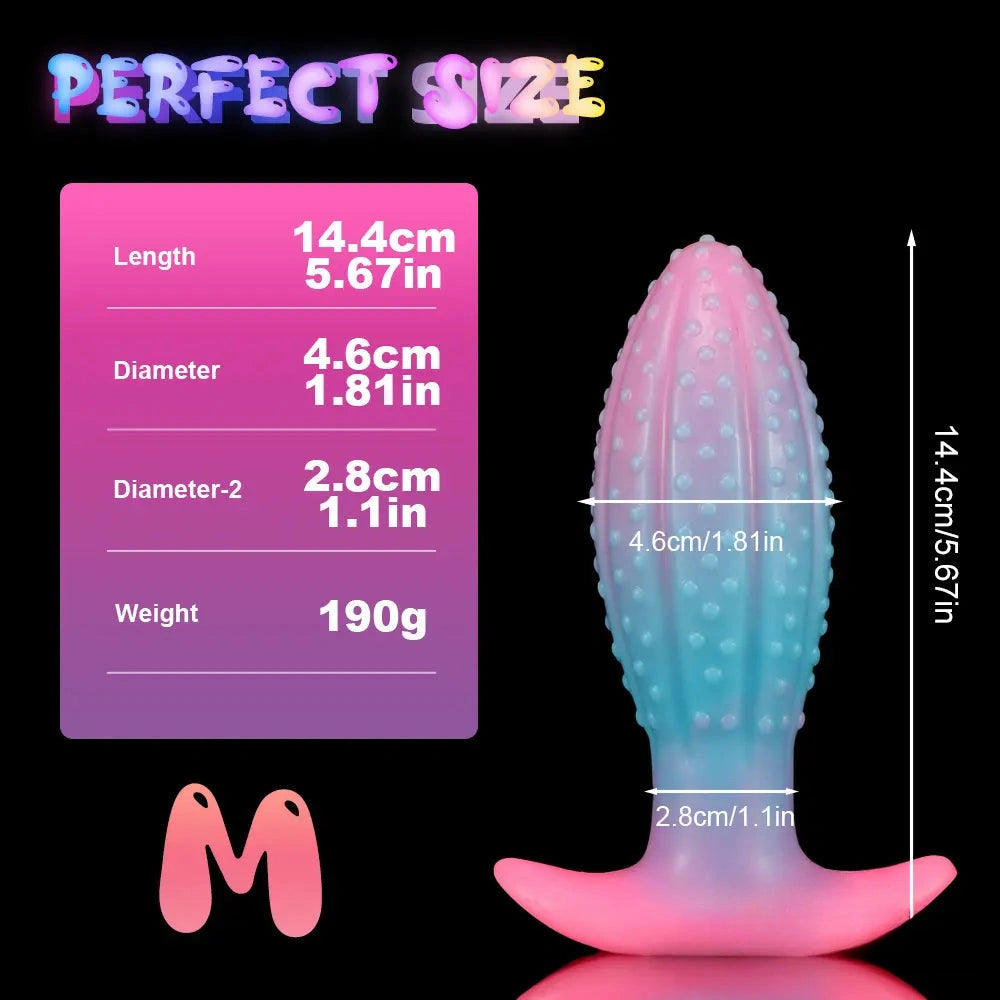 4.5in 5.67in 7.6in SML Silicone Soft Fluorescent Luminous Anal Plug Dildo