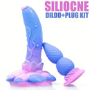 4.5in 7.08in 2pcs Set Soft Silicone Adult Women Butt Plug Rose Dildo
