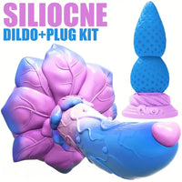4.5in 7.08in 2pcs Set Soft Silicone Adult Women Butt Plug Rose Dildo