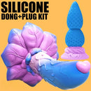 4.5in 7.08in 2pcs Set Soft Silicone Adult Women Butt Plug Rose Dildo
