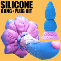 4.5in 7.08in 2pcs Set Soft Silicone Adult Women Butt Plug Rose Dildo