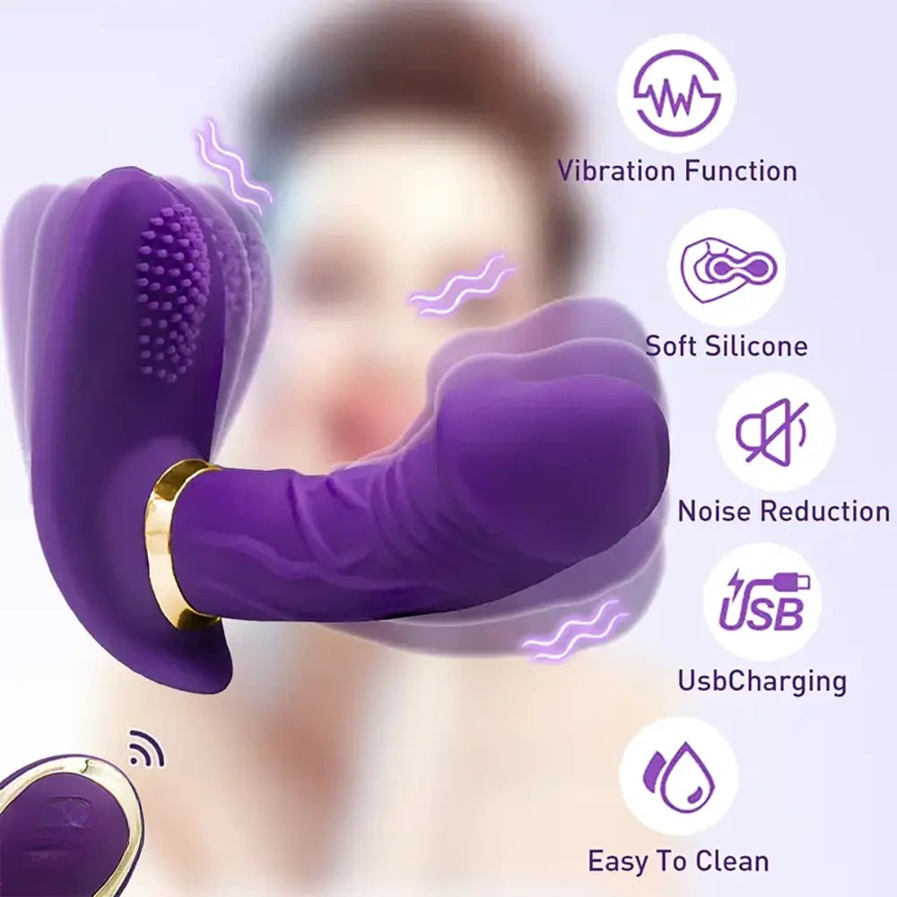 4.5in Rechargeable Vibrating Remote Wearable G-Spot Strap-On Dildo