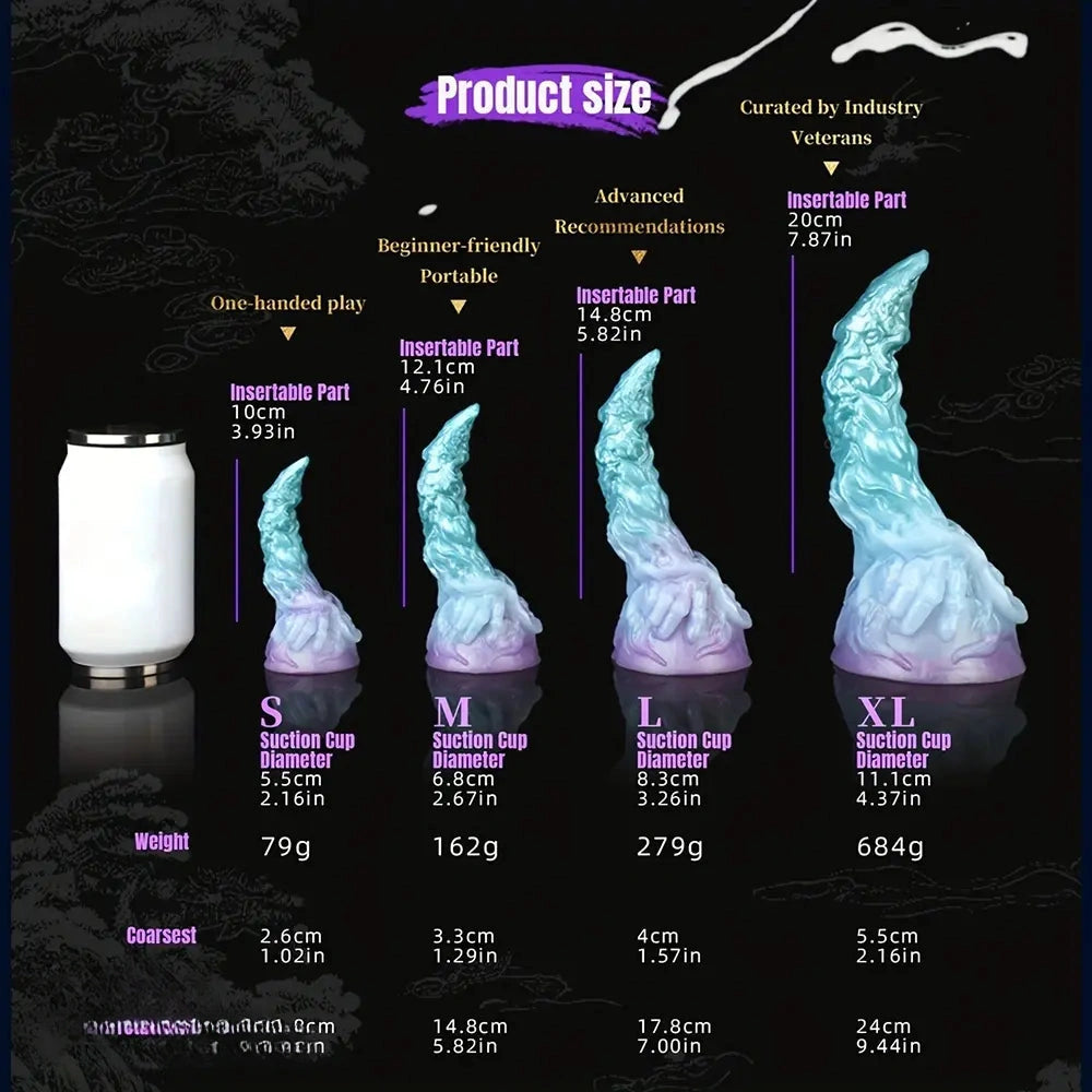 4.64in 5.82in 7in 9.44in Fantasy Series Curved Monster Creature Dildo