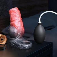 4.64in Water Spraying Squirting Monster Knot Dildo Sleeve Stretchy Penis Ring