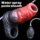 4.64in Water Spraying Squirting Monster Knot Dildo Sleeve Stretchy Penis Ring