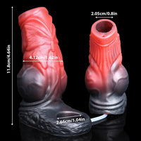 4.64in Water Spraying Squirting Monster Knot Dildo Sleeve Stretchy Penis Ring