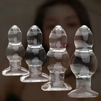 4.65in 4.92in 5.9in 6.89in Transparent Clear Small Beads Glass Dildo