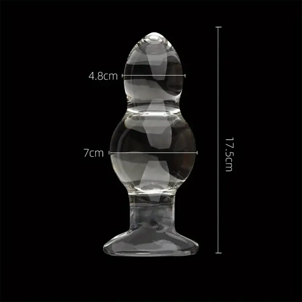 4.65in 4.92in 5.9in 6.89in Transparent Clear Small Beads Glass Dildo