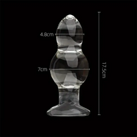 4.65in 4.92in 5.9in 6.89in Transparent Clear Small Beads Glass Dildo