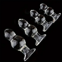 4.65in 4.92in 5.9in 6.89in Transparent Clear Small Beads Glass Dildo