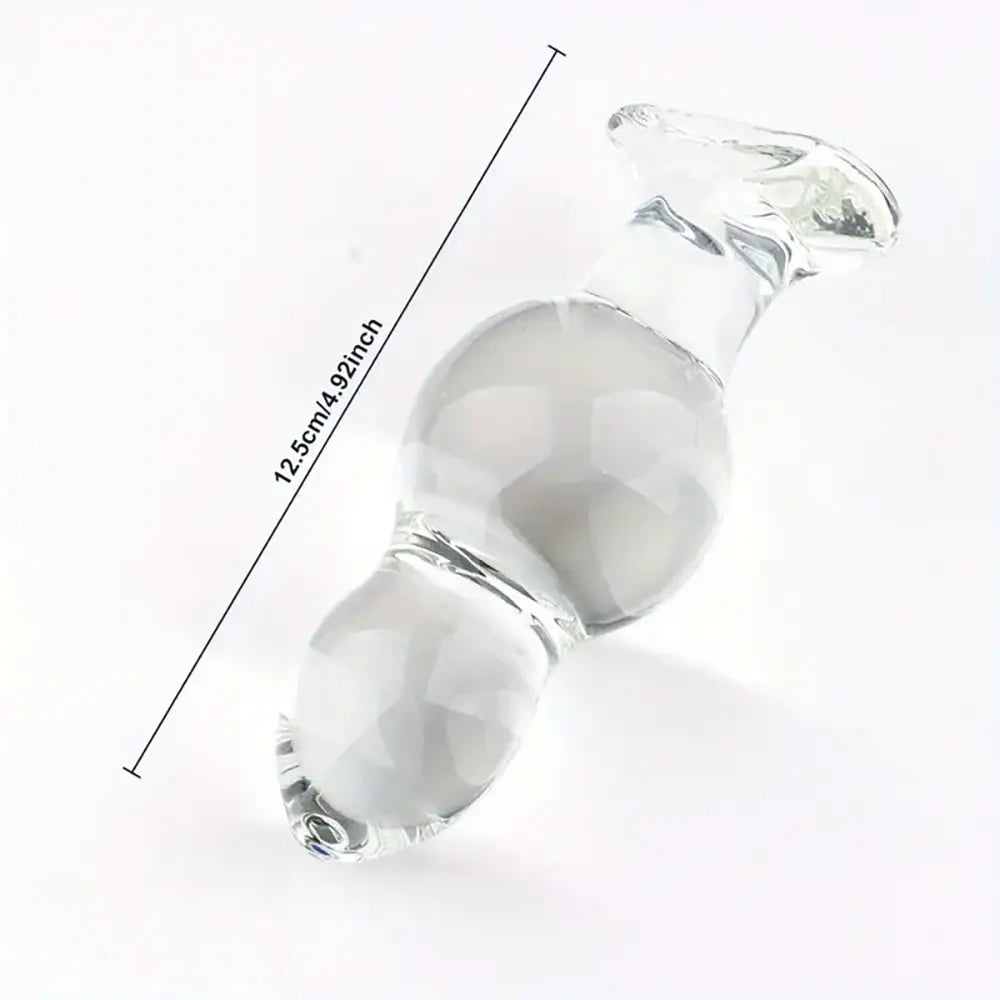 4.65in 4.92in 5.9in 6.89in Transparent Clear Small Beads Glass Dildo