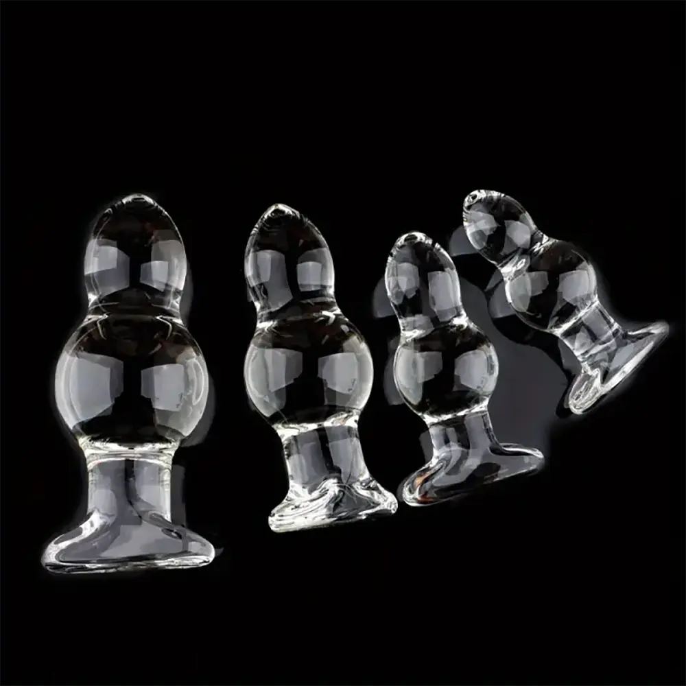 4.65in 4.92in 5.9in 6.89in Transparent Clear Small Beads Glass Dildo