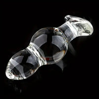 4.65in 4.92in 5.9in 6.89in Transparent Clear Small Beads Glass Dildo