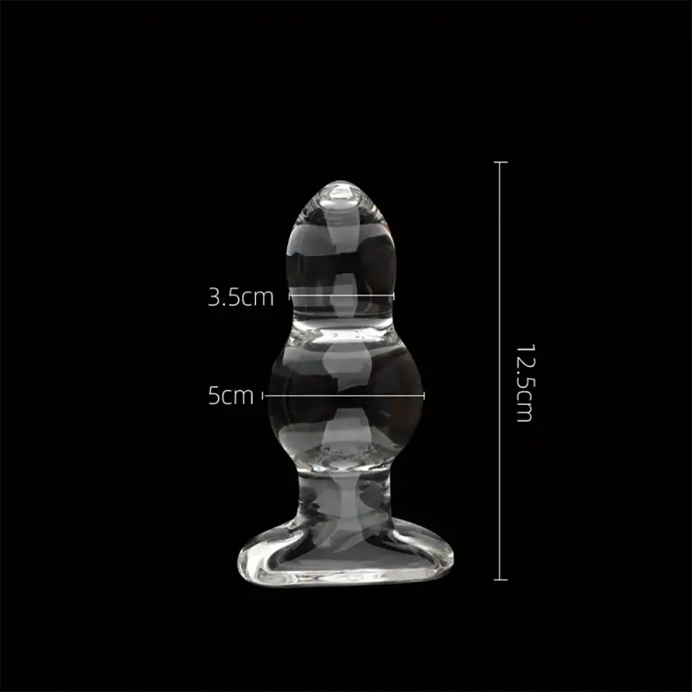4.65in 4.92in 5.9in 6.89in Transparent Clear Small Beads Glass Dildo