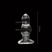 4.65in 4.92in 5.9in 6.89in Transparent Clear Small Beads Glass Dildo