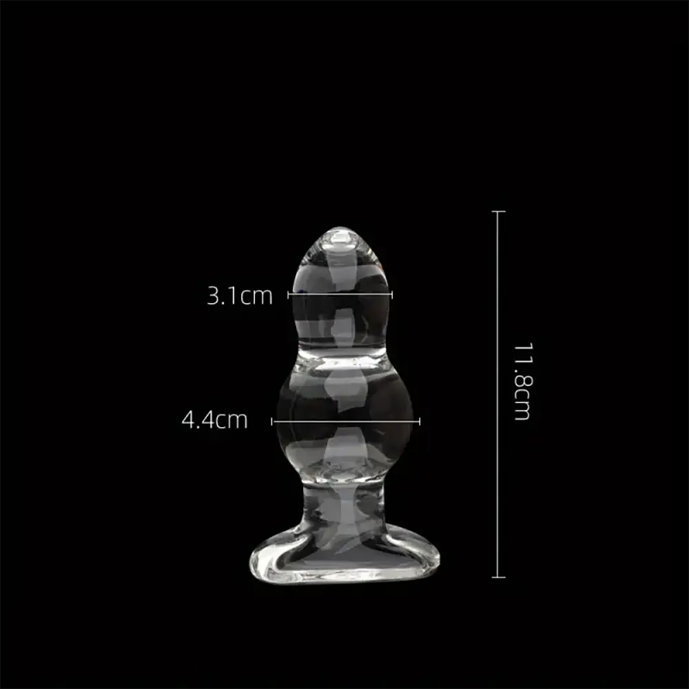4.65in 4.92in 5.9in 6.89in Transparent Clear Small Beads Glass Dildo