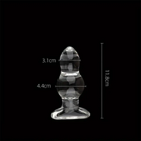 4.65in 4.92in 5.9in 6.89in Transparent Clear Small Beads Glass Dildo
