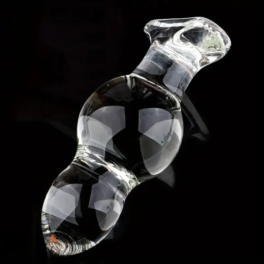 4.65in 4.92in 5.9in 6.89in Transparent Clear Small Beads Glass Dildo