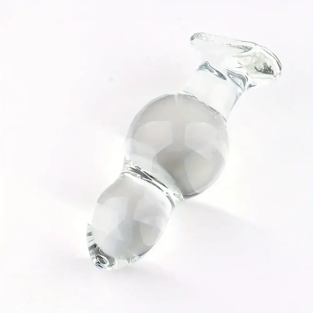 4.65in 4.92in 5.9in 6.89in Transparent Clear Small Beads Glass Dildo
