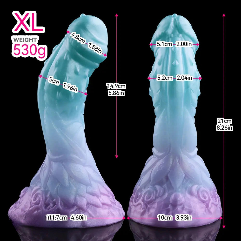 4.68in 5.9in 7.16in 8.26in Fantasy Spiked Monster Silicone Dildo With Key Chain