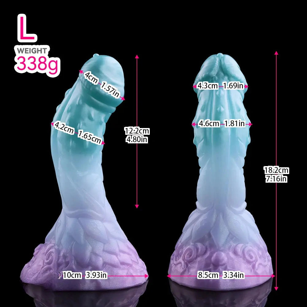 4.68in 5.9in 7.16in 8.26in Fantasy Spiked Monster Silicone Dildo With Key Chain