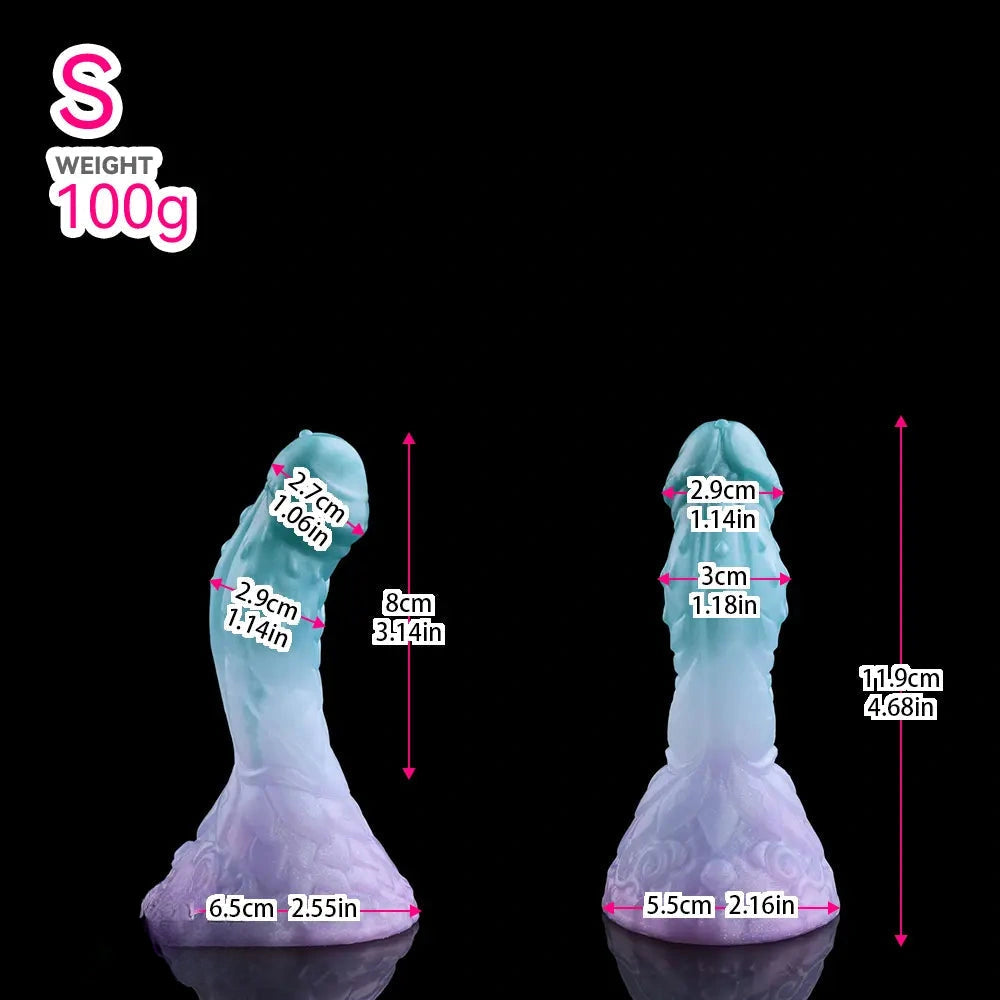 4.68in 5.9in 7.16in 8.26in Fantasy Spiked Monster Silicone Dildo With Key Chain