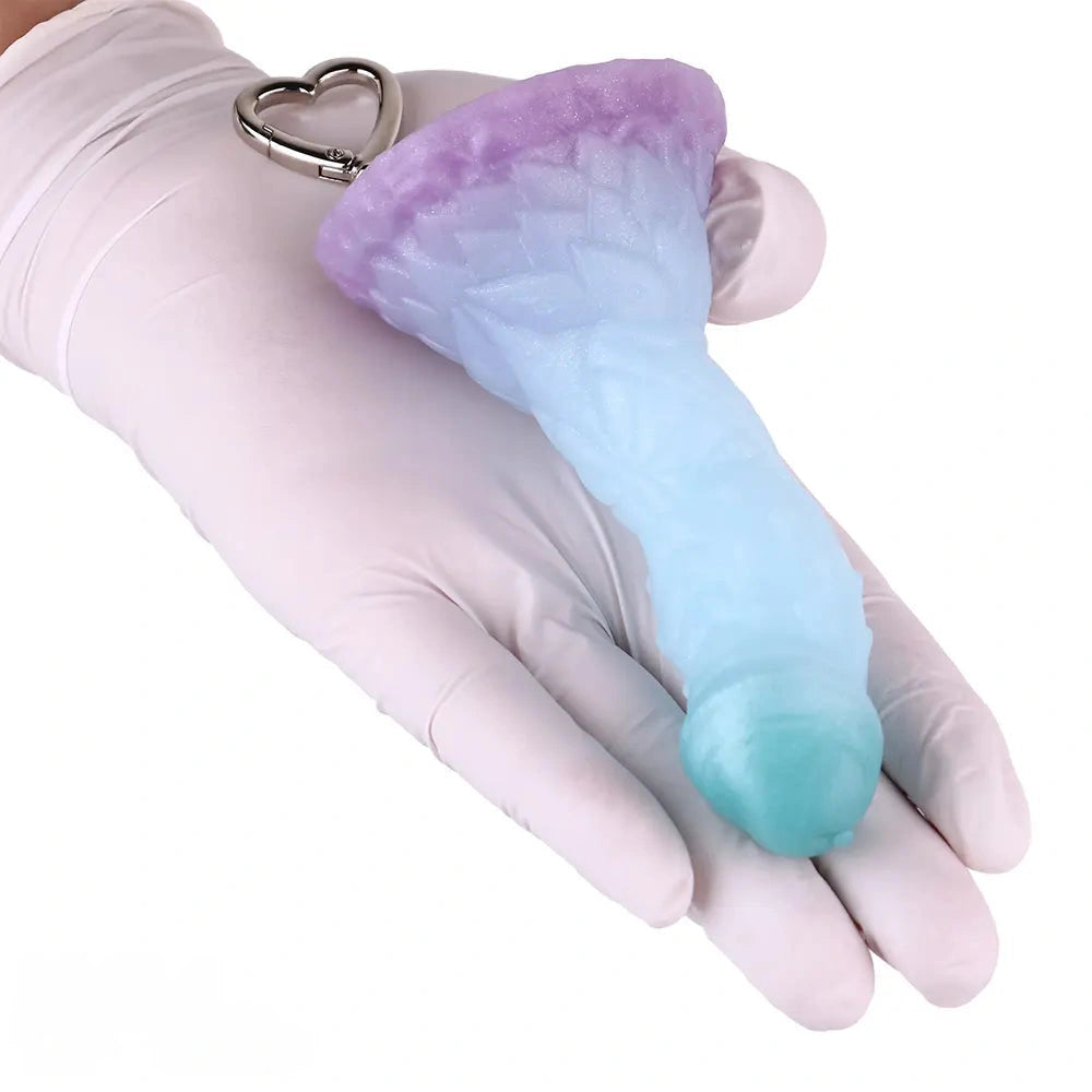 4.68in 5.9in 7.16in 8.26in Fantasy Spiked Monster Silicone Dildo With Key Chain