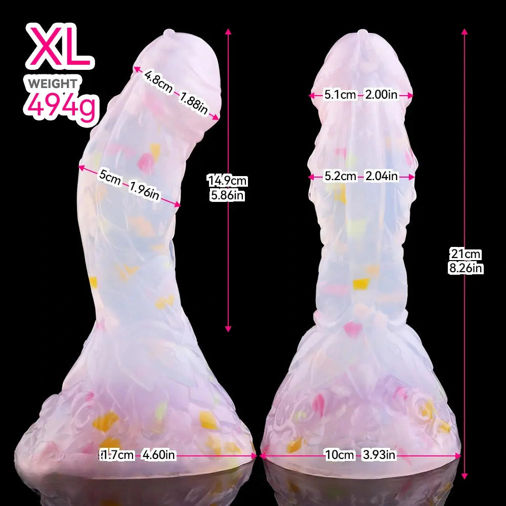 4.68in 5.9in 7.16in 8.26in Fantasy Spiked Silicone Soft Odd Dildo With Key Chain