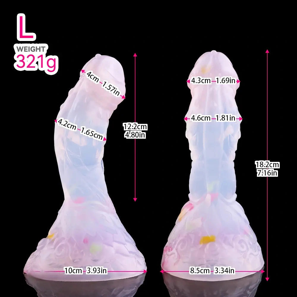 4.68in 5.9in 7.16in 8.26in Fantasy Spiked Silicone Soft Odd Dildo With Key Chain