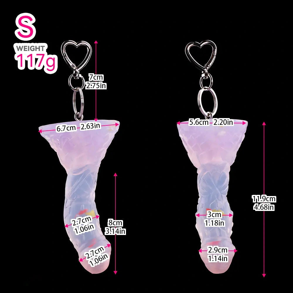 4.68in 5.9in 7.16in 8.26in Fantasy Spiked Silicone Soft Odd Dildo With Key Chain