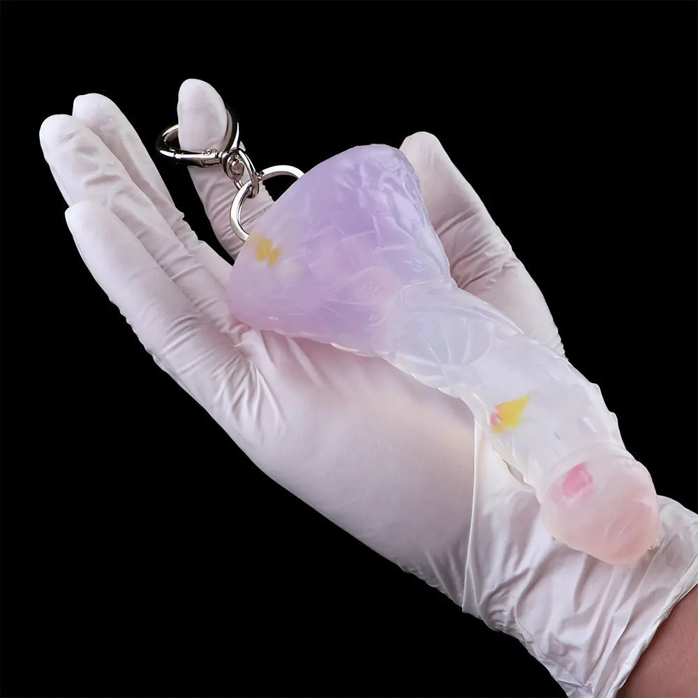 4.68in 5.9in 7.16in 8.26in Fantasy Spiked Silicone Soft Odd Dildo With Key Chain
